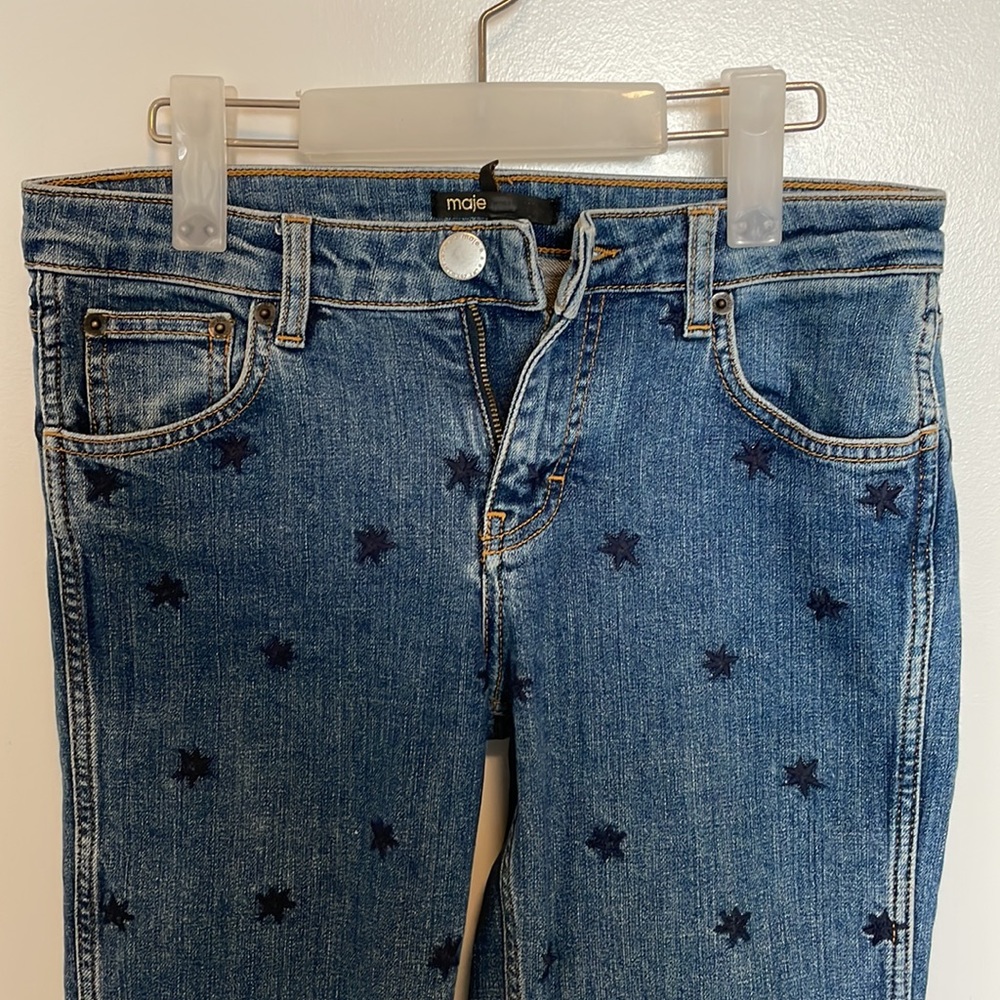 Maje mid rise embroidered straight jeans FR36